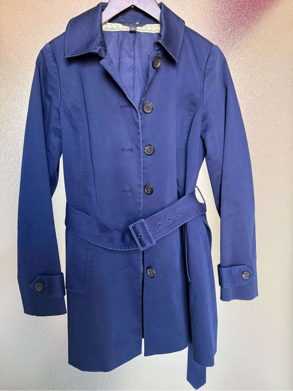 Brooks Brothers 346 Navy Blue Belted Trench Coat Women's Size 4
